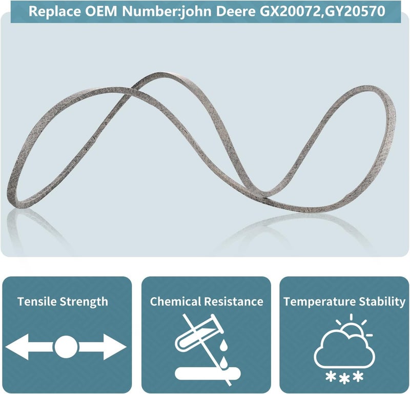Holdly 1/2 x 103'' Mower Deck Belt GX20072/GY20570, for John Deere D100 D105 D110 D125 D130 L100 L110 E100 E110 E120 E130 LA105 LA110 LA115 LA135 L1742 S100 1642HS 1742HS (GX20072) - Image 5